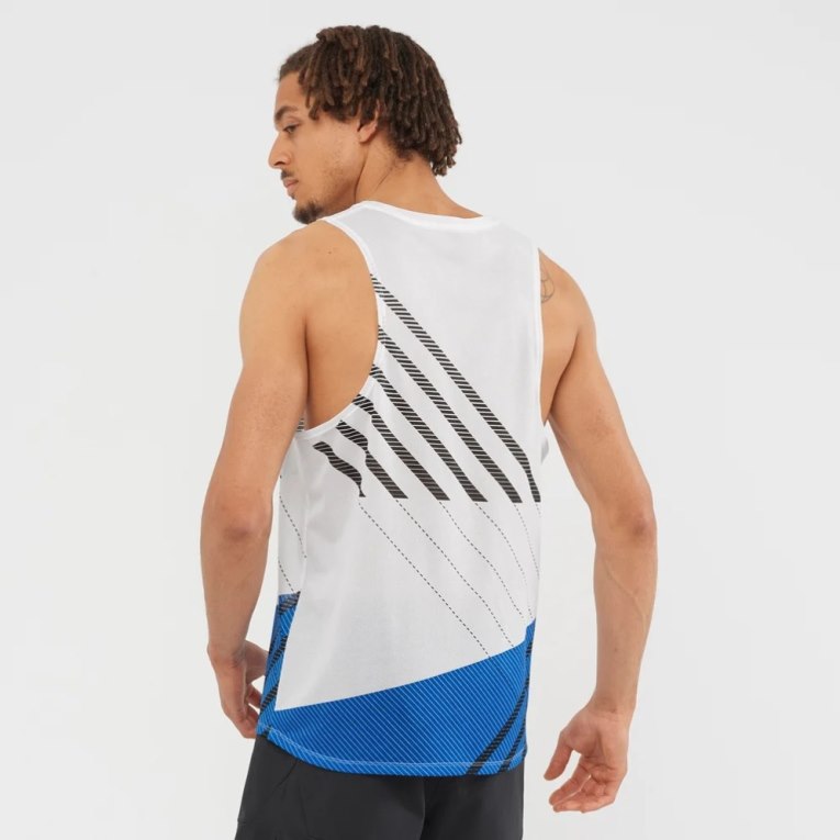 Salomon Sense Aero Singlet Tielko Panske Biele Modre | SK 4SNDXV